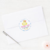 Sticker Rond Fille canard en caoutchouc Baby shower d'anniversa (Enveloppe)