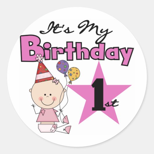 Sticker Rond Fille C'est mes t-shirts et cadeaux d'anniversaire (Devant)