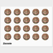 Sticker Rond Fille Chat Chaton Fleurs Anniversaire (Feuille)