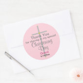 Sticker Rond Fille Christening Rose Merci (Enveloppe)