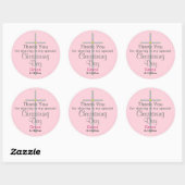 Sticker Rond Fille Christening Rose Merci (Feuille)
