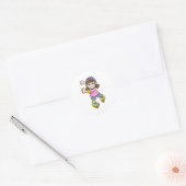 Sticker Rond Fille comme patineur avec patins et casque (Enveloppe)