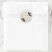 Sticker Rond Fille Confirmation Bourgogne Red Peonies Marble Go (Sac)