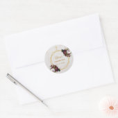 Sticker Rond Fille Confirmation Bourgogne Red Peonies Marble Go (Enveloppe)
