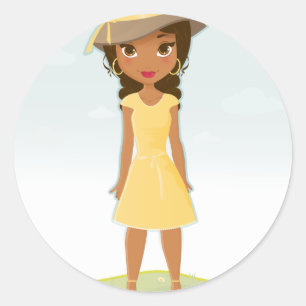 Sticker Rond Fille d'Afro-américain