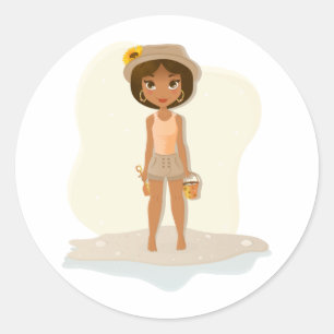 Sticker Rond Fille d'Afro-américain