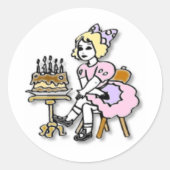 Sticker Rond Fille d'anniversaire (Devant)