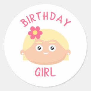 Sticker Rond Fille d'anniversaire