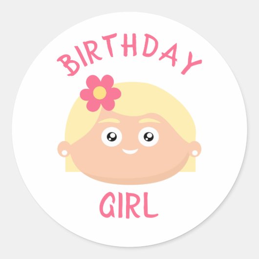 Sticker Rond Fille d'anniversaire (Devant)