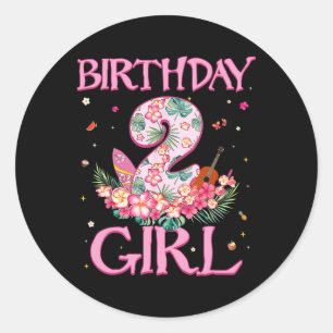 Sticker Rond Fille d'anniversaire 2 ans Fleur d'été 2e annivers