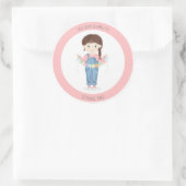 Sticker Rond Fille d'anniversaire dans les salles Brunette (Sac)