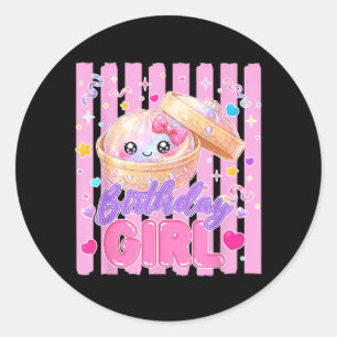 Sticker Rond Fille d'anniversaire Décoration de ravioli Kawaii