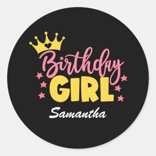 Sticker Rond Fille d'anniversaire Photo simple personnalisée (Devant)
