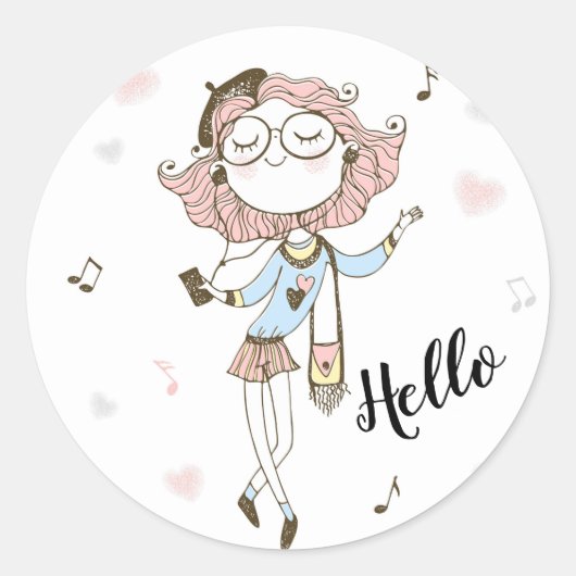 Sticker Rond Fille dansante (Devant)
