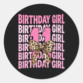 Sticker Rond Fille de 11 ans anniversaire rose coquette léopard