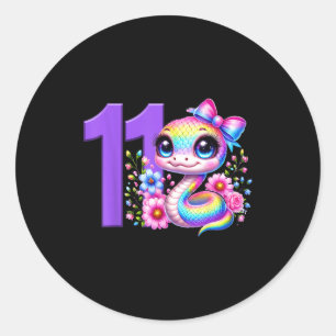 Sticker Rond Fille de 11 ans Snake Party Arc-en-ciel Coquette B
