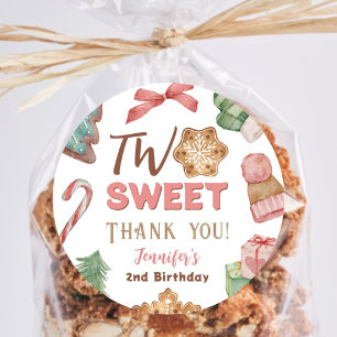 Sticker Rond Fille de 2 ans d'anniversaire Noël Hiver Cookie Mi