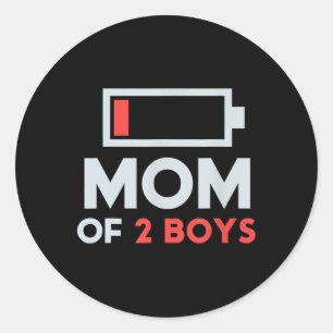Sticker Rond Fille De 2 Garçons Cadeau De Fils Fils Fête Fête D