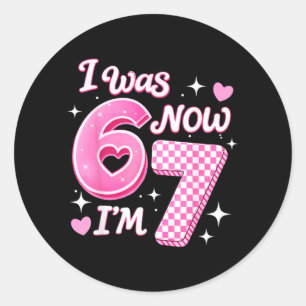 Sticker Rond Fille de 6 à 7 ans pour son anniversaire était 6 7