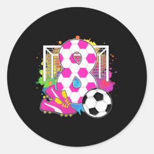 Sticker Rond Fille de 8 ans Fête d'anniversaire 8ème Anniversai