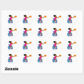 Sticker Rond fille de basket (Feuille)