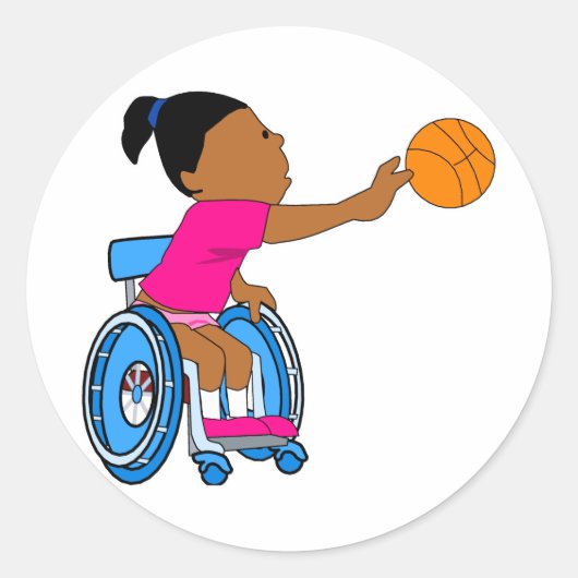 Sticker Rond fille de basket (Devant)