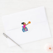 Sticker Rond fille de basket (Enveloppe)