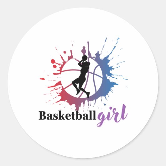 Sticker Rond Fille de basket-ball (Devant)