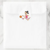 Sticker Rond Fille de basket-ball (Sac)