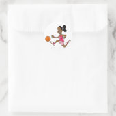 Sticker Rond Fille de basket-ball (Sac)