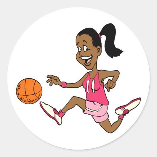 Sticker Rond Fille de basket-ball (Devant)