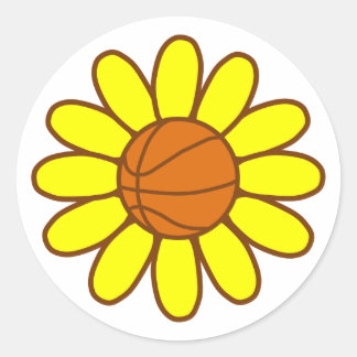 Sticker Rond Fille de basket-ball jaune