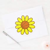 Sticker Rond Fille de basket-ball jaune (Enveloppe)