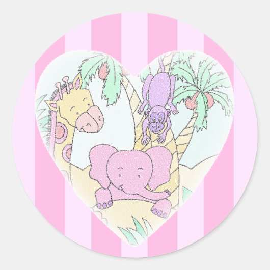 Sticker Rond Fille de bénédictions de coeur de bébé de jungle (Devant)