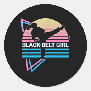 Sticker Rond Fille de ceinture noire - Judo Karaté Jiu Jitsu Ta