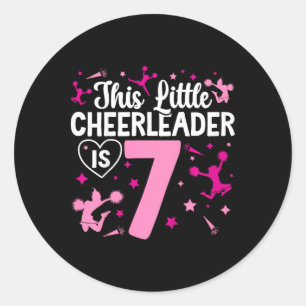 Sticker Rond Fille de cheerleading pour 7e anniversaire Sept an