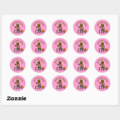 Sticker Rond Fille de construction sombre (Feuille)