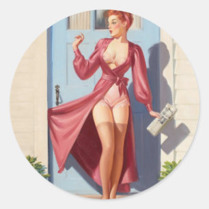 Sticker Rond Fille de couverture du journal du matin