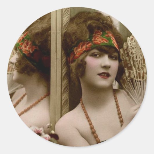 Sticker Rond Fille de fête (Devant)