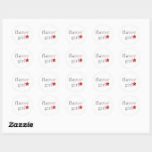 Sticker Rond Fille de fleurs de texte gris (Feuille)