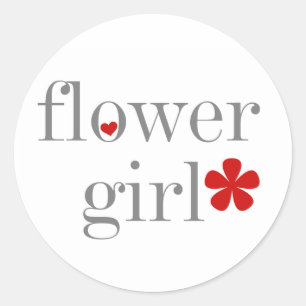 Sticker Rond Fille de fleurs de texte gris