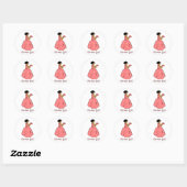 Sticker Rond Fille de fleurs en corail (Feuille)