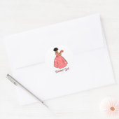 Sticker Rond Fille de fleurs en corail (Enveloppe)