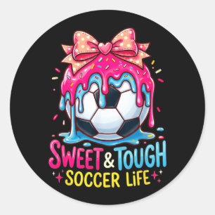 Sticker Rond Fille de football à goutte Filles Coquette Arc Foo