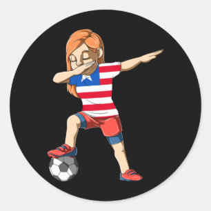 Sticker Rond Fille de football au dab au Liberia Maillot Libéri