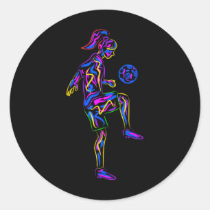 Sticker Rond Fille de football Jeunesse Joueuses de femmes