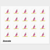 Sticker Rond Fille de la planche à neige (Feuille)