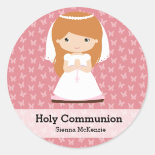 Sticker Rond Fille de la Sainte Communion * Choisissez votre co