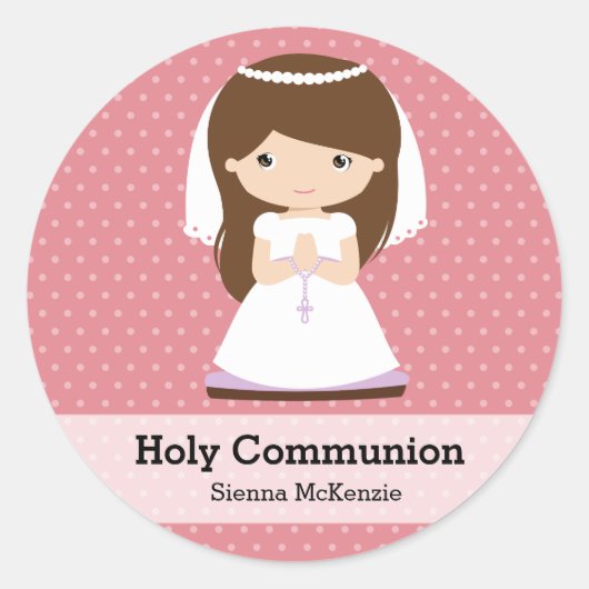 Sticker Rond Fille de la Sainte Communion * Choisissez votre co (Devant)