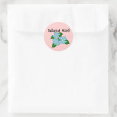 Sticker Rond Fille de l'île Fleurs tropicales (Sac)